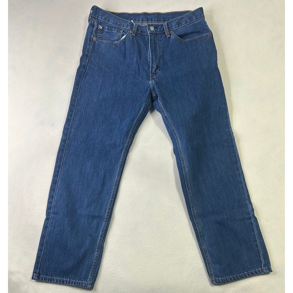 Levis 505 Mens Jeans 34x30 Regular Fit Straight Leg Medium Wash Blue Denim